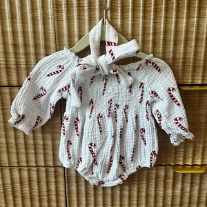 Christmas Baby Romper w/ Candy Cane’s 3M